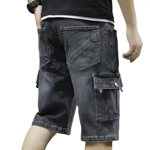 Streetz Men Fashion Baggy Cargo Jean Shorts Mens Mult Pockets Boardshorts Shorts Denim Overall Breeches Loose Shorts Jeans For Men