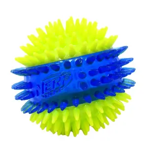 Nerf Dog LED Light Up Dental Spikes Squeak Ball | 2.7” Durable Dog Toy | LED Flashing, Squeaky, Dental Cleaning, Safe TPR Material