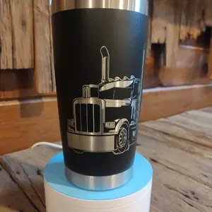 20-30oz Peterbilt Gear Jammer Day Cab Laser Engraved Portable Mug with Lid, Stainless Steel, Available in 3 Colors, Easy to Carry, Reusable - Flasks, Washable, Bottled Drinkware Tumbler Beverage Stylish Cup