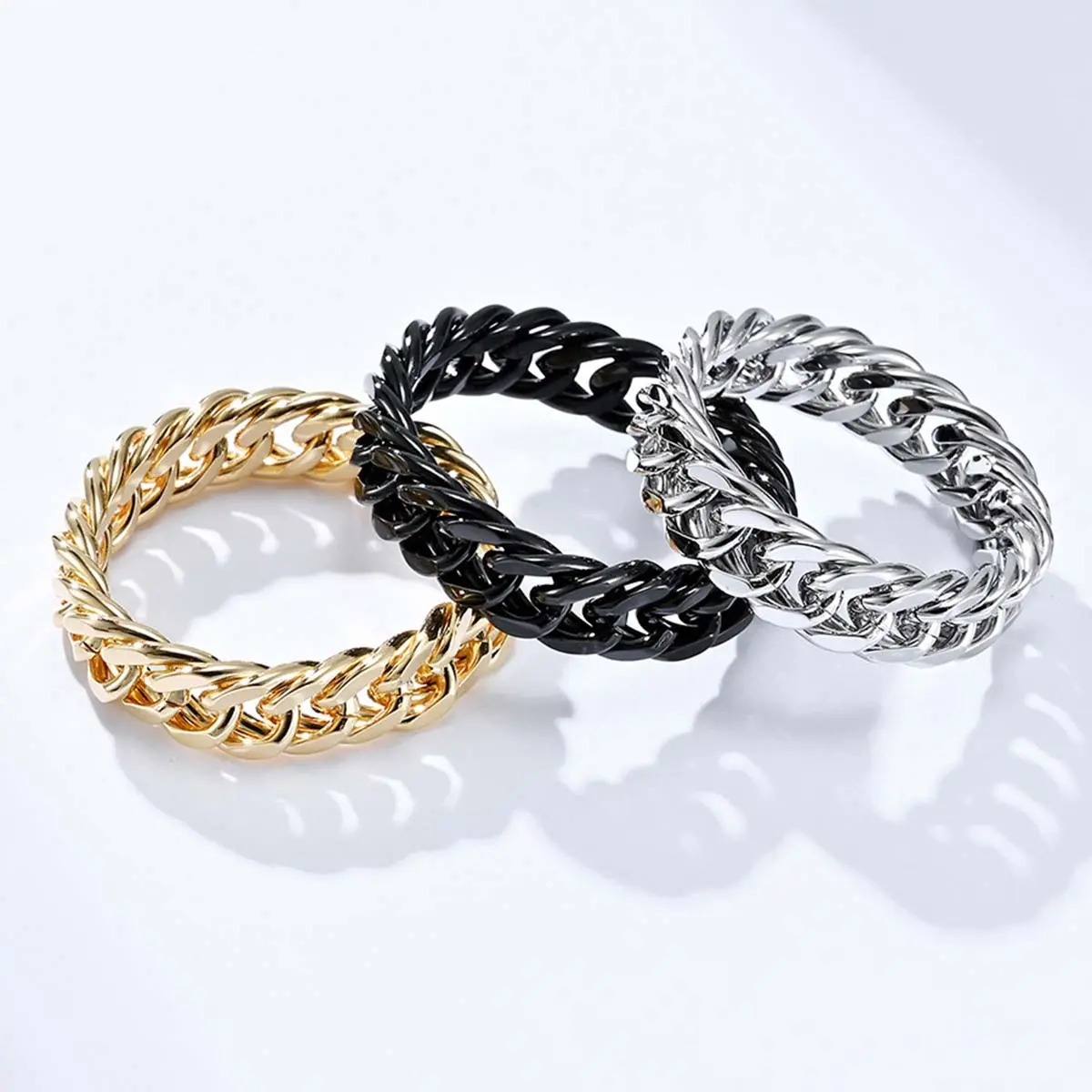 Cuban Chain Ring, Creative Niche Versatile High-End Design Fashion Ring, Trendy Jewelry for Birthday Gift, Fashion Rings