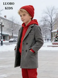 【 LUOBOKIDS 】 Children's for autumn and winter, suitable for children with a height of 90-160cm, Western College style coat, winter warm jacket, Thick Heavy Coats