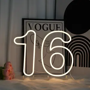0-9 Digit Warm Light Neon Sign USB Powered with Dimmer for Anniversary Celebrations Bars Homes Clubs Weddings Birthdays Commemorative Occasions