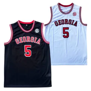 2026 Men's Retro Basketball Jersey  Anthony Edwards #5 Georgia College Sewing embroidery V-neck mesh ventilation Outdoor sportswear large size daily training suit black white Cheap and High Quality sports top sleeveless Fan related clothing
