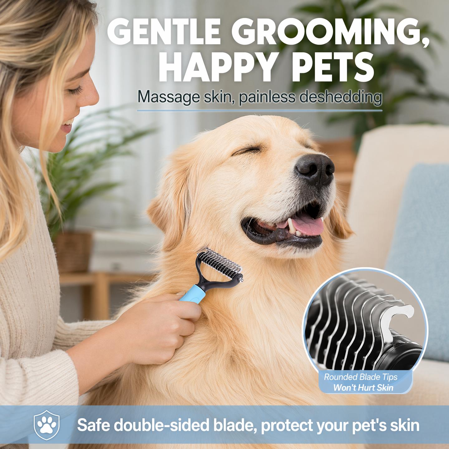 Pet Grooming Brush - Double Sided Shedding and Dematting Undercoat Rake Comb for Dogs and Cats, No More Nasty Shedding or Flying Hair Pet Grooming Brush - Double Sided Shedding and Dematting Undercoat Rake Comb for Dogs and Cats, No More Nasty Shedding or Flying Hair