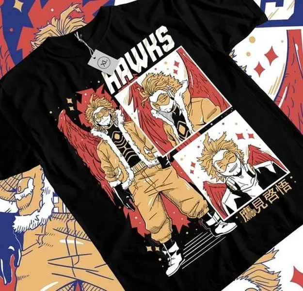 My Hero Academia anime Wing Hero Hawks Keigo Takami T-Shirt manga All Size