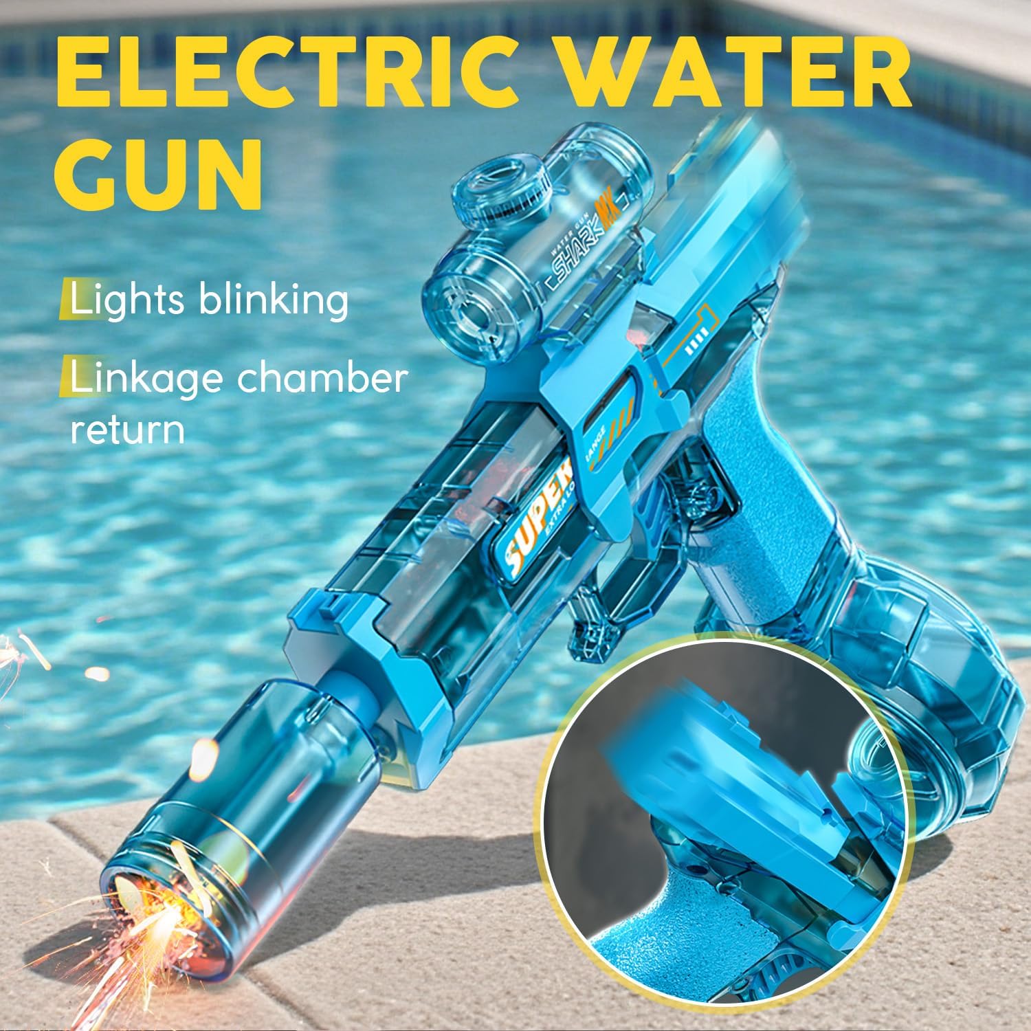 Ultimate Battle Water Gun Powerful Electric Water Gun, Water Blaster Automatic Squirt Gun with Glowing Muzzle 320cc High Capacity, Up to 32 FT Range, Outdoor Summer Party Toy OutdoorFun for Adults &Kids Toys #Summervibes