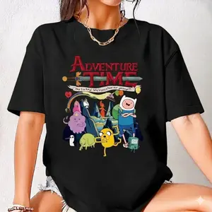Unisex Adventure Time Finn and Jake Vintage Graphic T-Shirt - Pure Cotton Short-Sleeve Round Neck Casual Tee, Ideal for Daily Hangouts, Women’s Holiday Gift