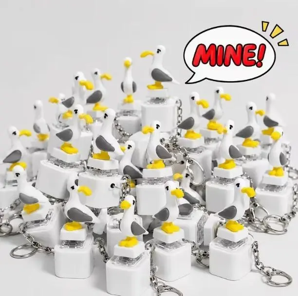 Seagull MINE! Button Keychain with Real Sound Effect and LED Light, Funny Interactive Novelty Gift Suitable for Friends and Family, summerwins