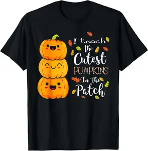 100% Cotton Fashion Garment I Teach The Cutest Pumpkins in The Patch Teacher Halloween T-Shirt Beach Tee