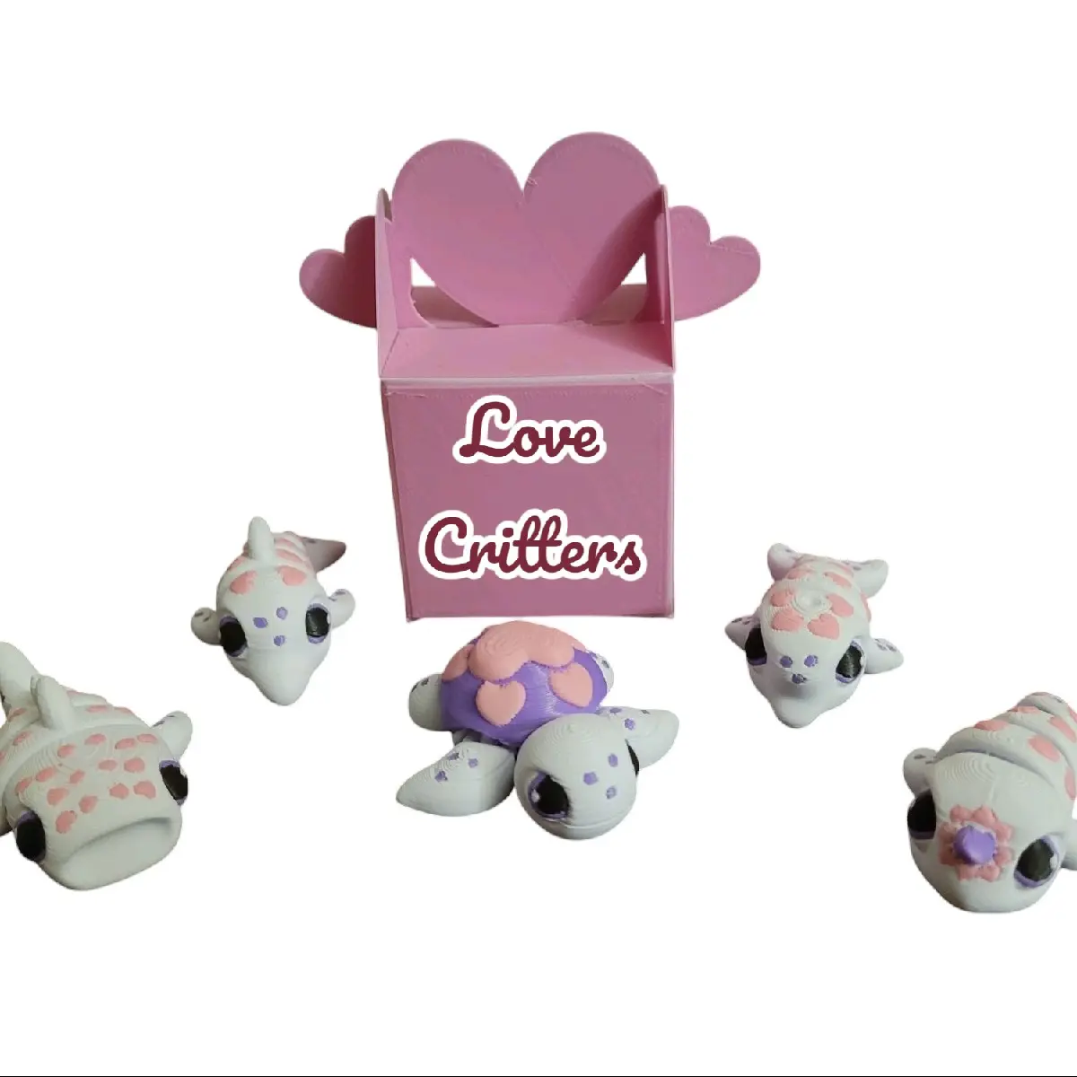 Love Sea Critters 5 Pack Mini 3D Printed Valentine's Fidgets - Fun and Engaging Designs for Stress Relief