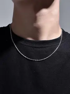 Simple plain chain necklace, delicately designed yet sturdy, suitable for both men and women for daily wear. A versatile jewelry accessory and an ideal gift choice. Stainless Steel Necklaces, Minimalist Chain