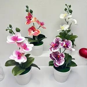 2pcs Artificial Potted Orchids, Floral Ornaments, Spring Home Decor, Office Decoration, Photography Faux Bonsai, Indoor Artificial Plants, Fake Plants, Suitable for Various Occasions.