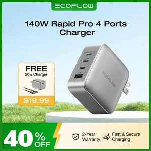 EF EcoFlow Rapid Pro Charger (140W, 4 Ports), 140W (Max) USB-C, 4-in-1 Multi-Device Charger