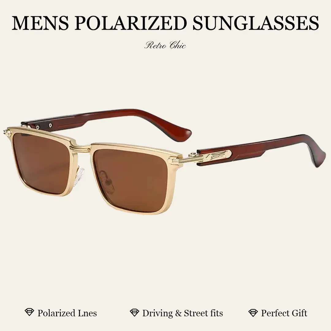Men's Polarized UV400 Anti-Glare Square Sunglasses - Comfortable Fit, Anti-Ultraviolet, Contemporary, Dark, Aesthetic Driving Eyewear, Anti-Ultraviolet Men's Sunglasses, Contemporary Men's Sunglasses