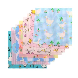 8pcs Duck, Goose, Flower Pattern, Flowers Pattern Fat Quarters 100% Polyester Quilting Fabric Assorted Bundles 7.8”x7.8”- for Beginner Craftsmen, Quilting & Sewing Project, Patchwork, Home Textile Decor