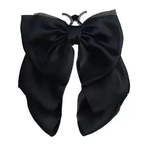 Simple Black Korean Big Bow Hair Clip Claw Clamp Women  High Ponytail  Barrettes Headwear for Girls Women Hair Accessories