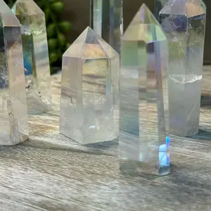 Angel Aura Clear Quartz Tower - Spiritual Communication | Heighten Intuition | Spiritual Transformation aura quartz