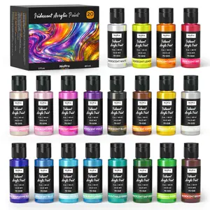 Nicpro Iridescent Acrylic Paint Set, Chameleon Metallic Acrylic Paint, Color Shifting Non Toxic Craft Paint for Canvas, Rocks, Wood, Glass, Ceramic, Fabric, DIY Art Supplies