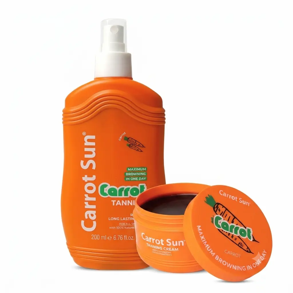 Carrot Sun Carrot Bundle Body Care Products - 200ml Tanning Oil, 350ml Tanning Cream
