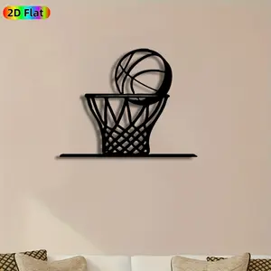 1pc Basketball Hoop Metal Wall Art, Art Deco Style, Basketball Statue Mural, Ideal Gift for Christmas, New Year, Basketball Decor Enthusiasts, Rust-Resistant Metal Wall Decor Wall Sculptures, Perfect for Game Room Wall & Garden Fence Sports Enthusiasts