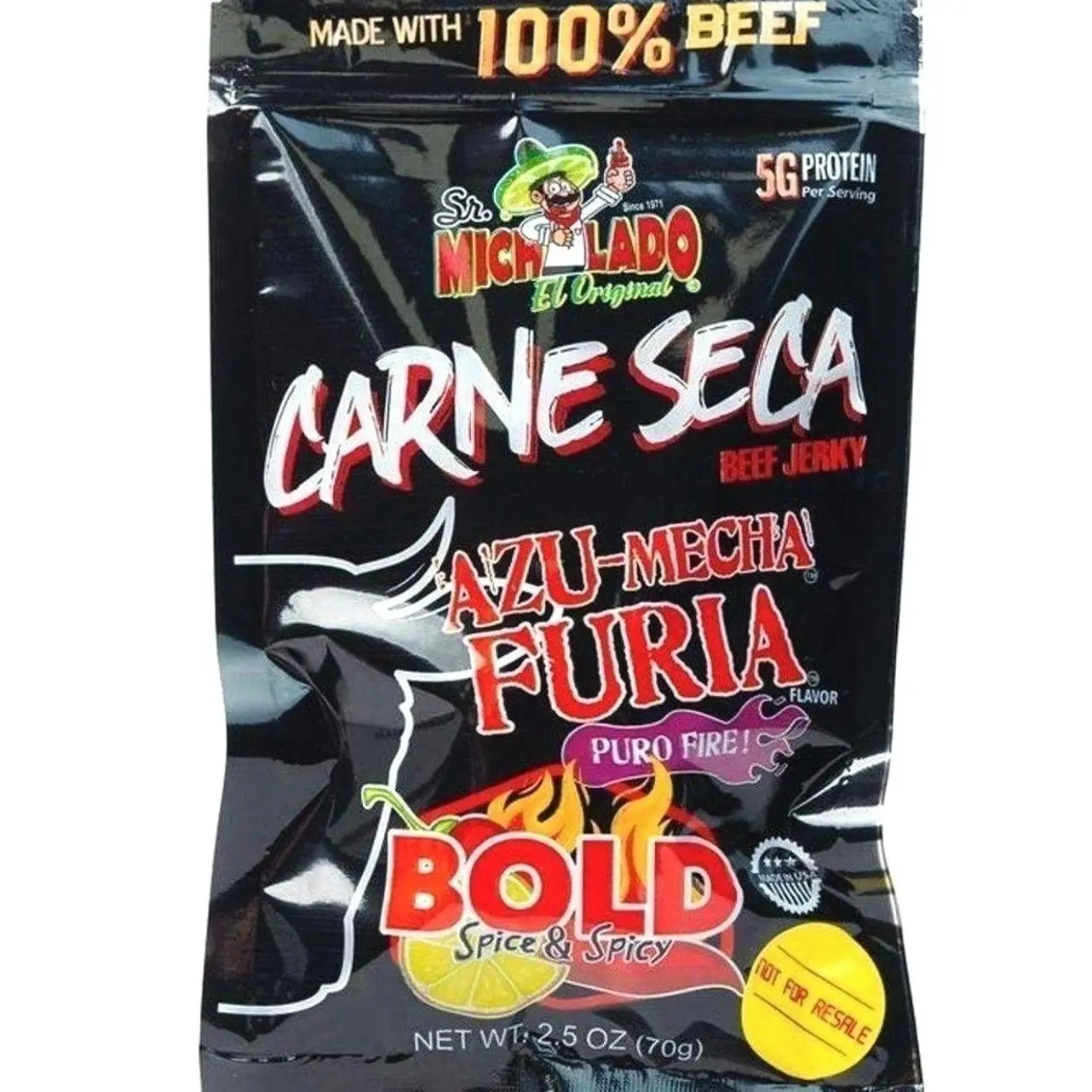 HOT!!! Sr. Michelado Carne Seca - Crunchy Beef Jerky - Azu Mecha Furia BOLD 2.5oz