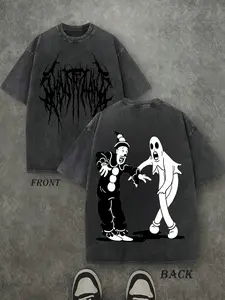 Men's Y2K Style Graphic Tee, Ghostmane Joker Print Sweatshirt, Casual Round Neck Short Sleeve Top, Perfect Gift for All Occasions