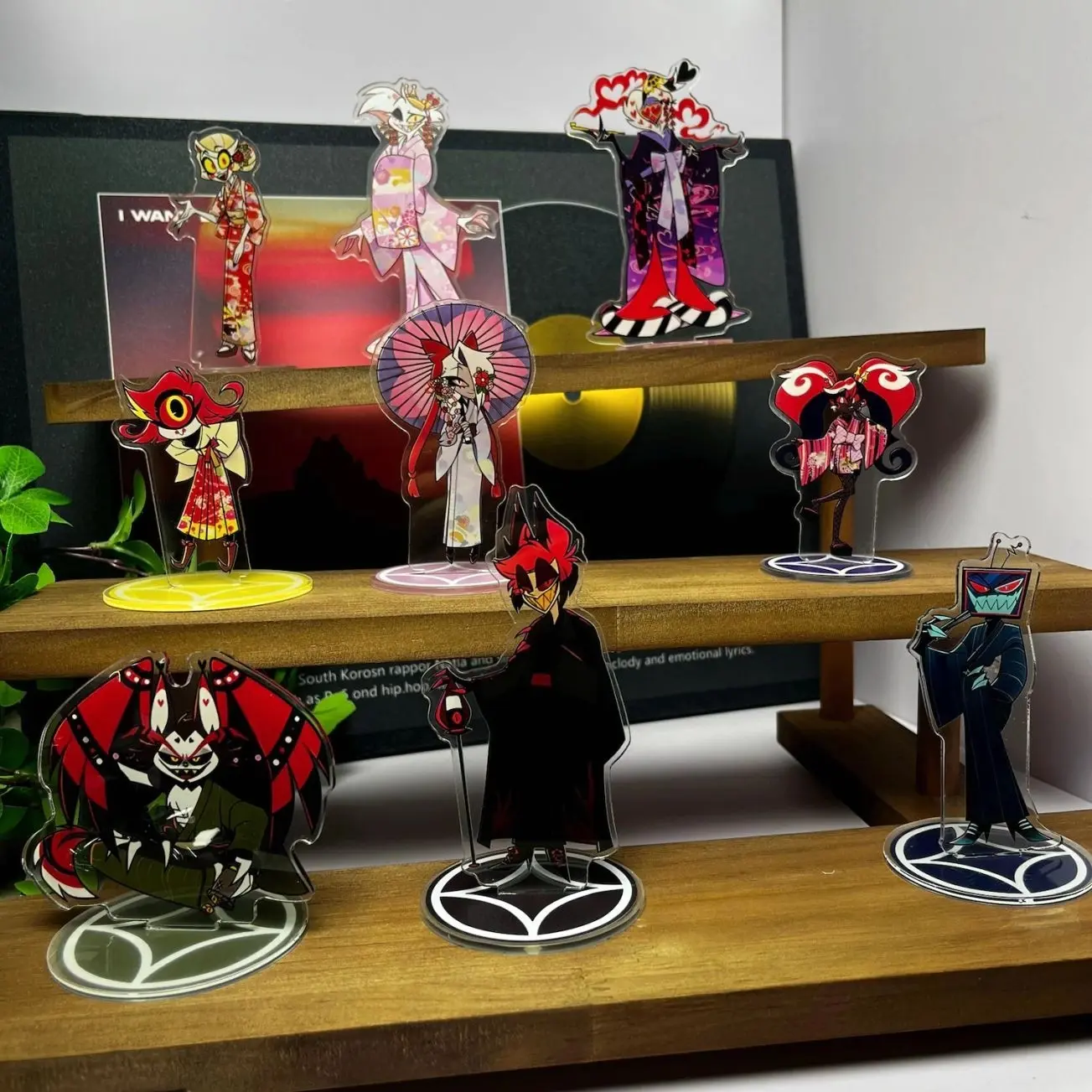 Anime Hazbin Hotel Acrylic Standee: Vaggie Angel Dust Alastor Kimono Version Stand