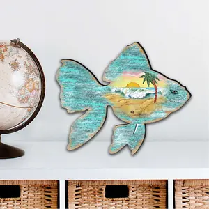 Designocracy 8198534M 12 x 9 in. Fish Coastal Outdoor Decor Large Ornaments
