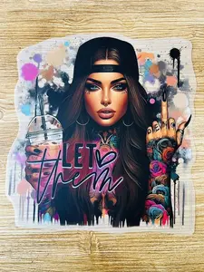 Let Them Babe Brown Hair - Ready To Press Print Transfer for Apparel, Cotton, Polyester & Blends - High-Quality Print- Commercial Grade