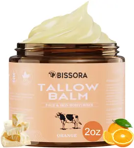 BISSORA Orange Tallow Honey Balm 2oz – Citrus Fresh Tallow Moisturizer for Dry & Cracked Skin