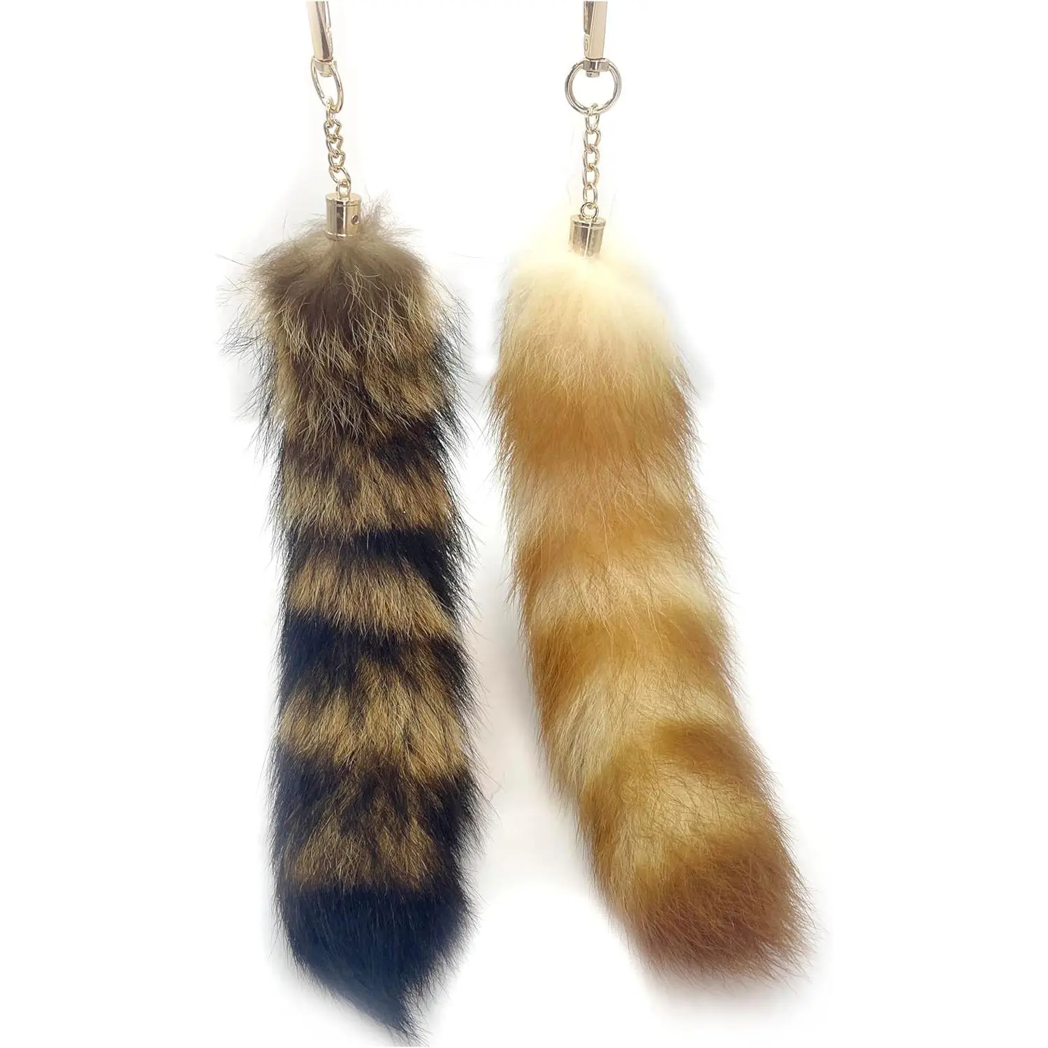 2pcs Fluffy Raccoon Tail Keychain,tail fox tail, therian tail Used for bag keychains or cosplay Costumes