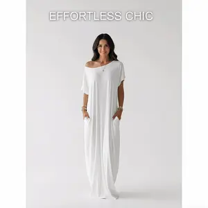 Women's Solid Color Batwing Sleeve Lounge Dress, Casual Comfy Short Sleeve Nightdress for Daily Wear, Ladies Sleepwear for All Seasons Sports and Outdoors