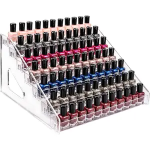 Acrylic Nail Polish Organizer 7 Layers Clear Display Rack for Makeup Sunglasses & Essential Oils Holder Durable & Easy Install