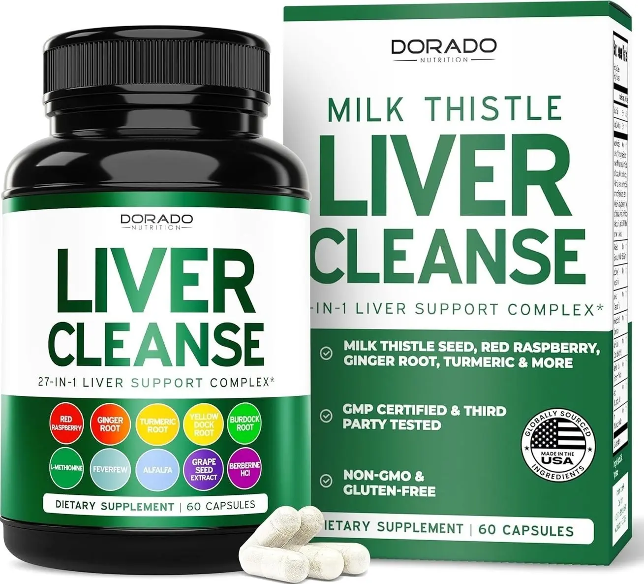 Liver Cleanse Detox & Repair (27 in 1 Formula - Milk Thistle, Dandelion Root, Turmeric, Artichoke Extract & More) - Detox Cleanse Supplement, Liver Support for Adults, Vegan - 60 Capsules