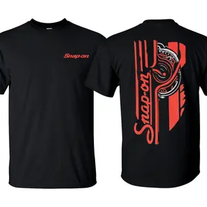 Snap-on 44 Retro Black T-Shirt, Snap On Flag Shirt 2 Sides, Gift For Racing Fan, Casual Cotton T-Shirt, Short Sleeve Crew Neck, Summer Tshirt, Made in USA