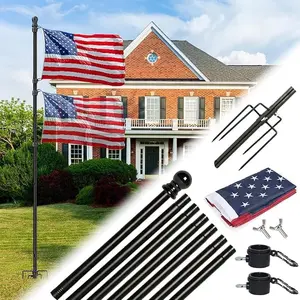 10 Foot Flag Poles for Outside House Inground with 3x5  Flags,Heavy Duty Stainless Steel Flag Pole in Ground with 5 Pronges Base,Inground Flag Poles for Residential Garden Yard