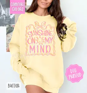 Sunshine On My Mind Comfort Colors Sweatshirt, Cute Summer Sweater, Girly Beach Crewneck