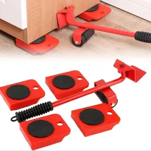 Upgraded Furniture Lift Mover Tool Set, Adjustable Height Lifter Lever, 4 Wheel Dollies, Moving Tool