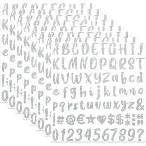 648 count 8 Sheets Letter Stickers Glitter Small Self Adhesive Alphabet Number Vinyl Stick on Letter Stickers for Scrapbooking Mailbox Numbers Crafts Classroom Decor Bulletin Board(,1 Inch)