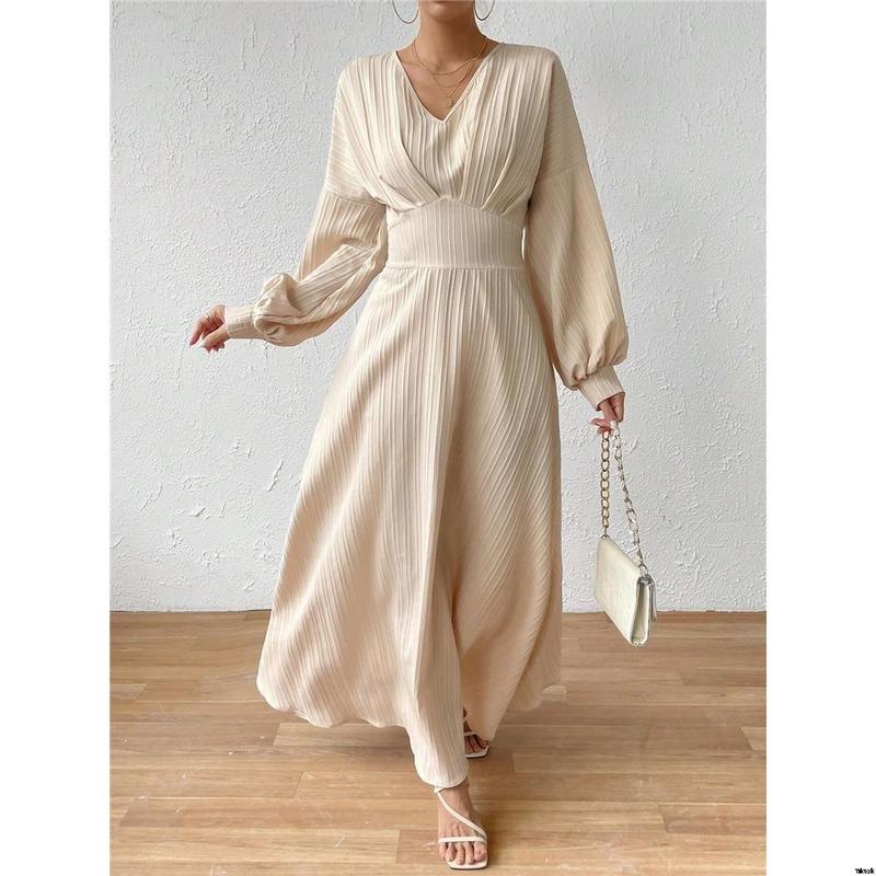 Dress A-Sleeve Lantern Solid Color a é Raffin SHEIN