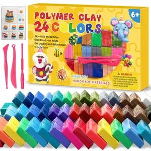 24 Color Soft Clay Mud Set, Rubber Clay Colored Dough Tools, DIY Handmade Craft Kit, Creative Art Supplies for Kids and Adults