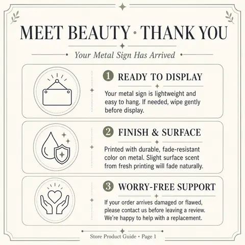 Durable Metal Home Decor Plaque Sign, Home Supply with Anti-Peeling Rust-Resistant Bubbling-Proof Printed Surface, Error Coverage & After-Sale Instructions Manual