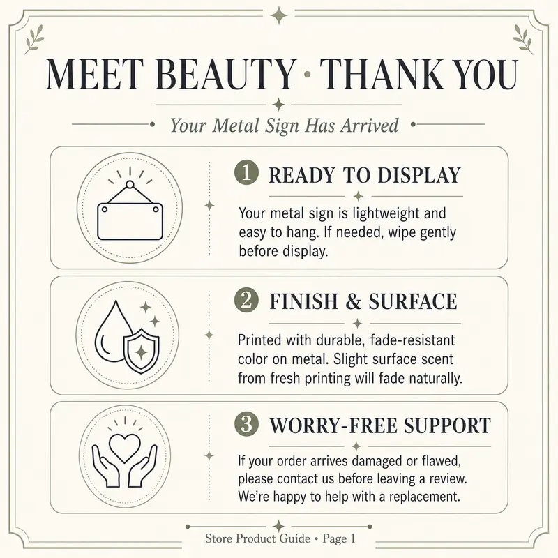 Durable Metal Home Decor Plaque Sign, Home Supply with Anti-Peeling Rust-Resistant Bubbling-Proof Printed Surface, Error Coverage & After-Sale Instructions Manual