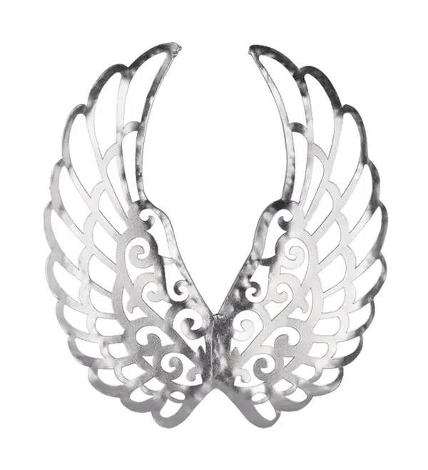 16"x14.5" Silver Metal Angel Wing