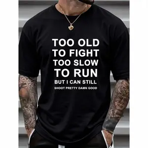 Plus Size Mens Crew Neck Short Sleeve T-Shirts - Breathable Slight Stretch Polyester Fabric, Random Letter Print, Trendy Summer Tees for Big & Tall Guys - Perfect for Casual Street Style, Spring, Summer, and Fall Seasons