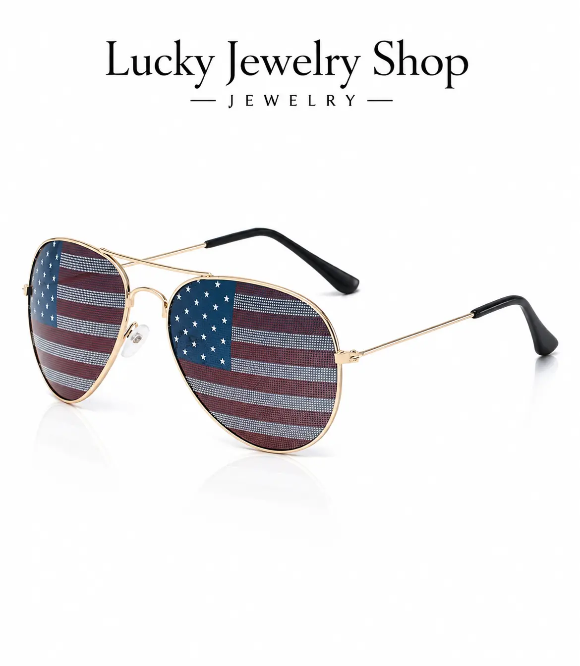 Aviator Sunglasses, American Flag Sunglasses, Patriotic Shades, 4th of July Eyewear, Metal Frame Pilot Sunglasses