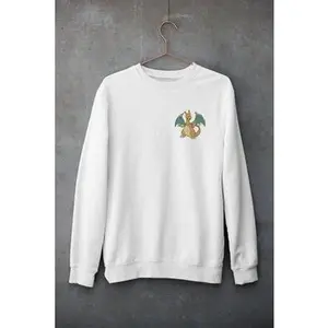 Embroidered Charizard Pokémon Sweatshirt for Men - Soft Cotton and Polyester Blend - Menswear