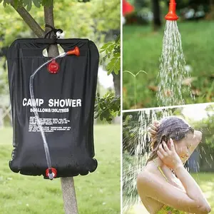 Outdoor Camping Shower Bag 20L Solar Hot Water Bottle, Portable Outdoor Bathing Shower Bag with Detachable Hose and Adjustable Spray Head, Camping Gear, Camping Accessories