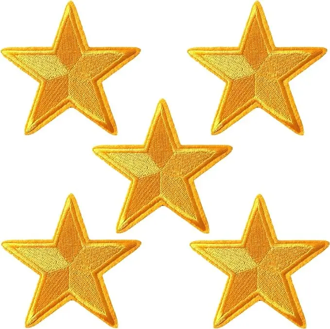 5pcs / Stars Patches, Embroidered Iron on/Sew on Stars Patches, DIY Applique for Jackets Hats Backpacks Jeans, Yellow
