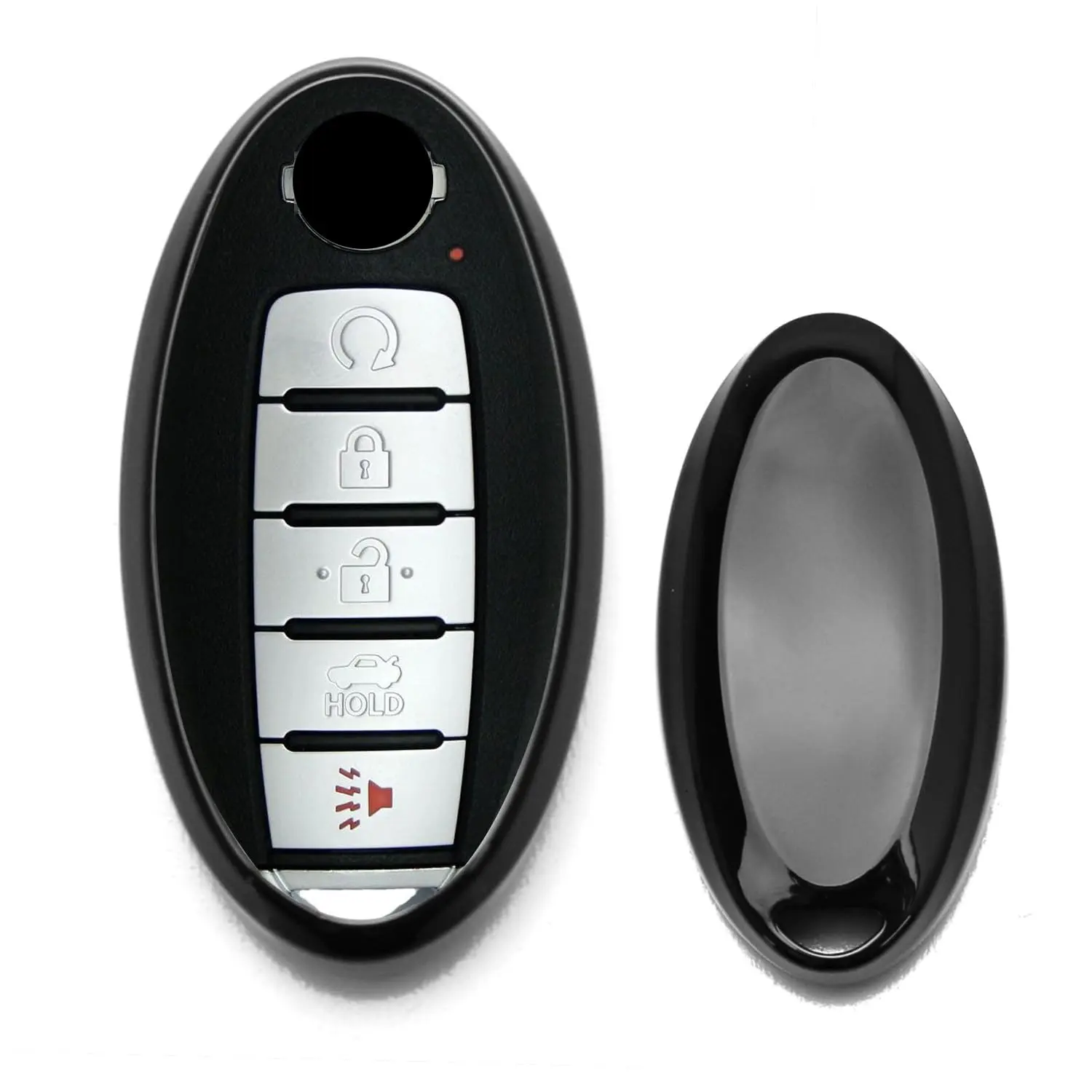 iJDMTOY Chrome Finish Black TPU Key Fob Protective Cover Case For Nissan Infiniti Oval Shape 2/3/4/5 Buttons Smart Key